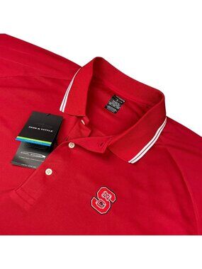 NEW NC State Wolfpack x Page & Tuttle Men's Performance S/S Polo Shirt Red • 2XL
